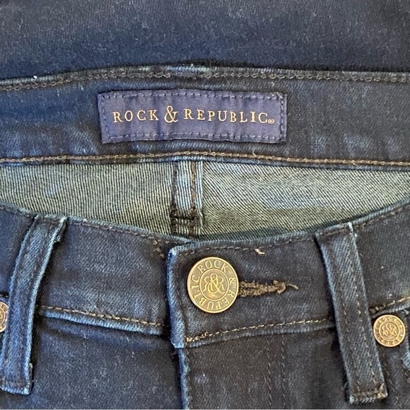 Rock & Republic Kasandra women's size 6 (28) dark wash low rise bootcut jeans - Picture 7 of 9